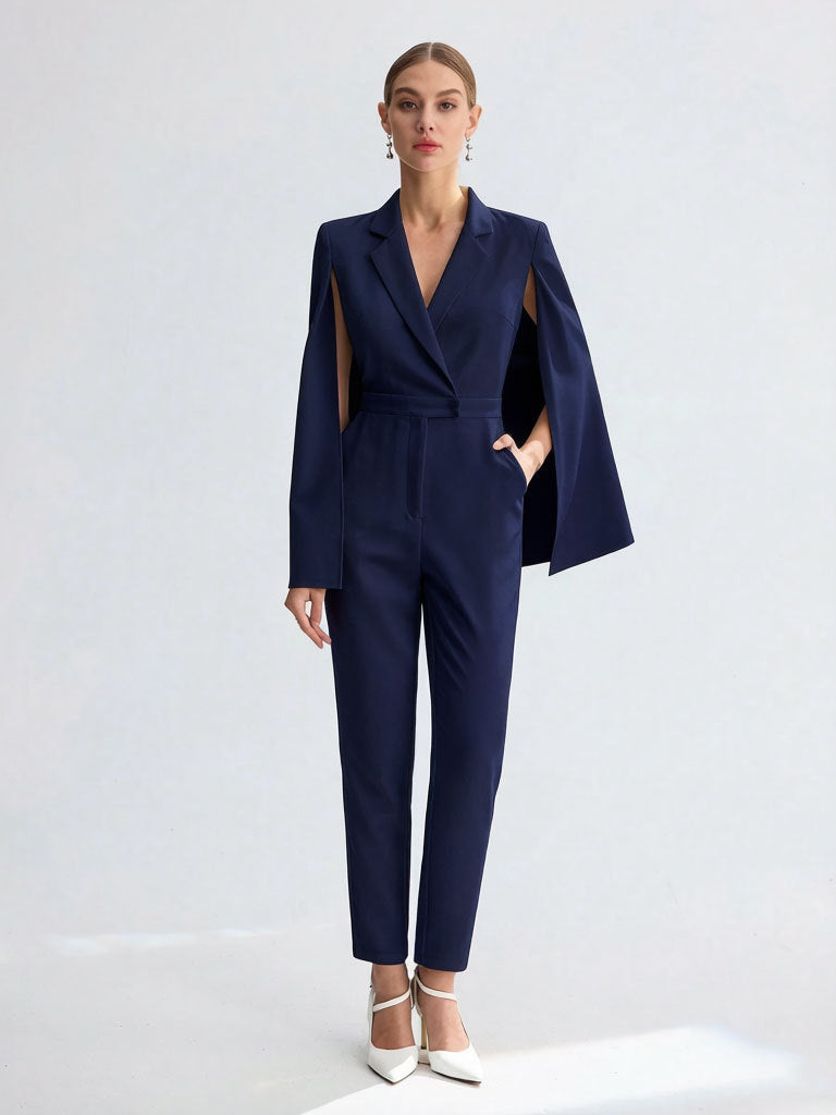 Eleganter Damen-Jumpsuit mit Cape-Detail