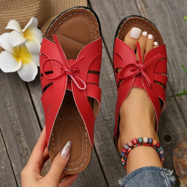Damen Bequeme Slippers mit modischem Riemchen-Design EB