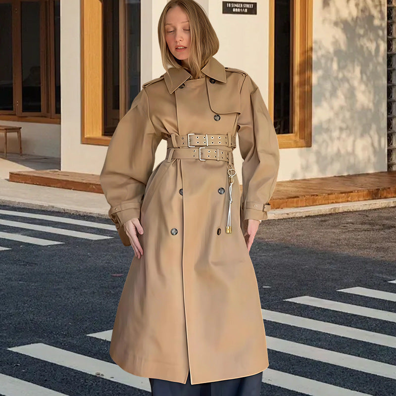 Damen wasserabweisender Trenchcoat mit Taillengürtel EB