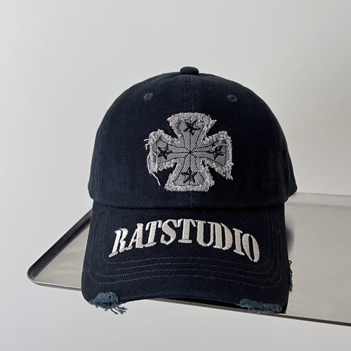 Baseballkappe aus Baumwolle im Used-Look mit Grafik