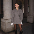 Damen Eleganter Karoblazer mit doppelter Knopfleiste EB