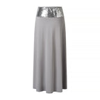Damen elegantes Wickeloberteil und maxilanger Rock mit Paillettenbund EB