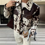 Damen Kunstlederjacke mit auffälligem Tierornament EB