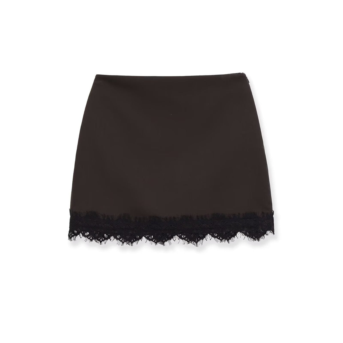 Damen eleganter Rock mit Spitzenbesatz und strukturiertem Gewebe EB