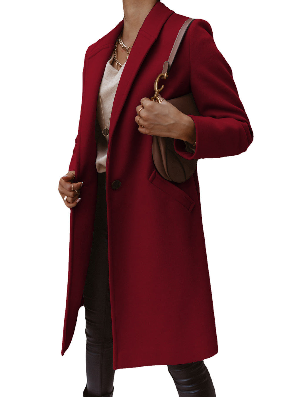 Damen eleganter Wollmantel mit schmaler Silhouette EB