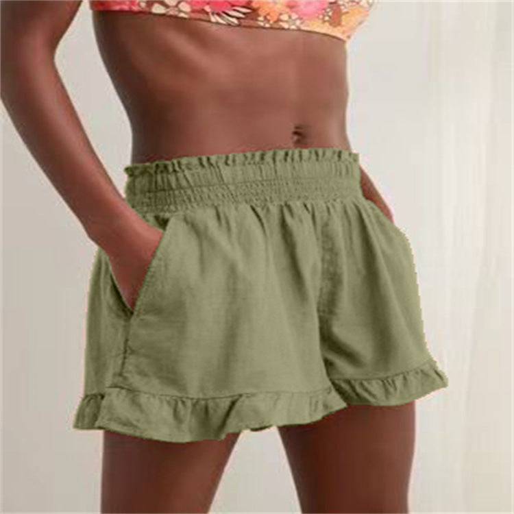 Damen lässige Sommer-Shorts mit elastischem Bund und voluminösem Saum EB