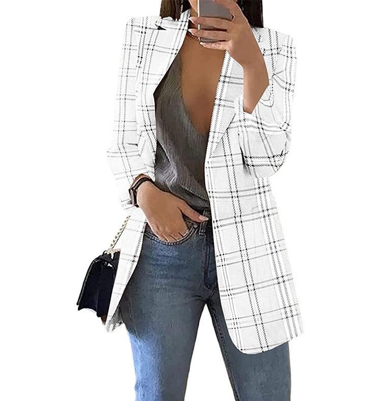 Damen Karierter Blazer mit modernem Schnitt und lässigen Details EB