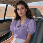 Damen Verspielt geschnittene Bluse mit Puffärmeln und Knopfdetails EB