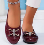 Damen elegante Ballerinas mit funkelndem Schleifen-Detail EB