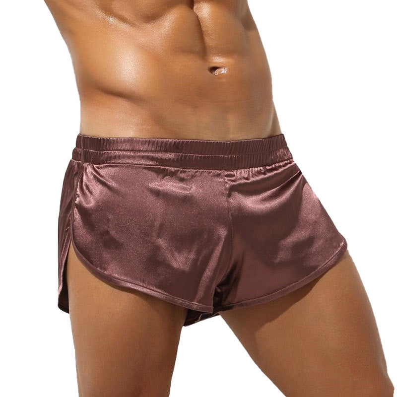 Kurze Satin-Schlafshorts für Herren mit Seitenschlitz