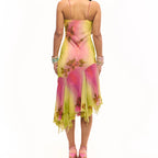 Damen Elegantes Maxikleid mit floralen Applikationen und asymmetrischem Saum EB