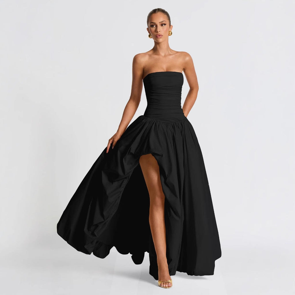 Damen Abendkleid mit figurbetontem Oberteil und asymmetrischem Rock EB