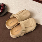 Damen bequeme Clogs aus hochwertigem Wildleder mit verstellbarem Schnallenverschluss EB