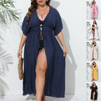 Damen luftiger Strandkimono mit Häkelverzierungen EB