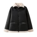 Damen Kunstlederjacke mit weichem Teddyfutter und praktischen Taschen EB