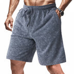 Herren nan locker geschnittene Frottee-Shorts mit elastischem Bund Kordelzug und seitlichen Eingrifftaschen EB