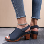 Damen Clogs mit elegantem offenes Design und komfortablem Blockabsatz EB