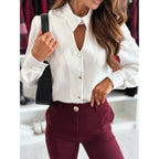 Damen elegante Bluse mit Knopfdetails EB