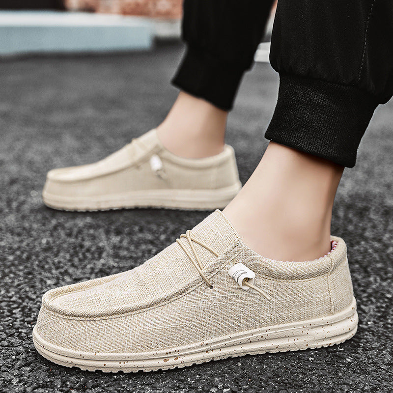 Unisex nan melierter Strick-Mokassin-Slipper mit elastischem Kordelzug und gedämpfter EVA-Laufsohle EB