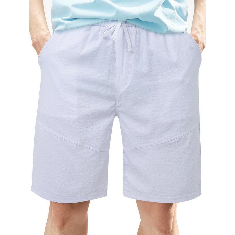 Knie lange Leinen-Mix-Shorts für Herren mit Kordelzug
