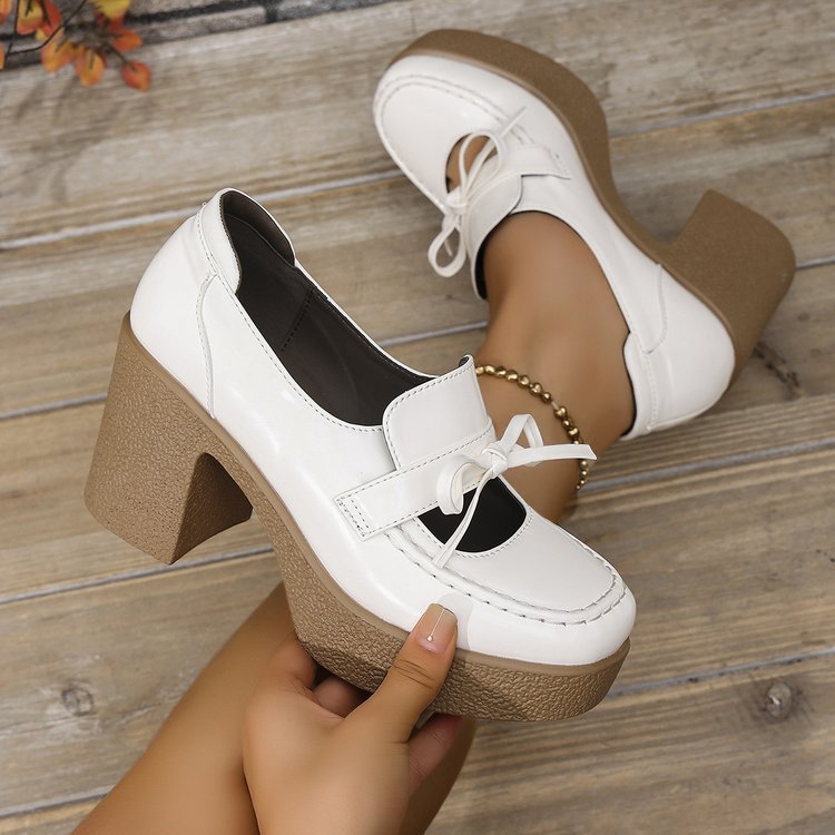 Damen elegante Blockabsatzschuhe mit modischer Schleifenapplikation EB