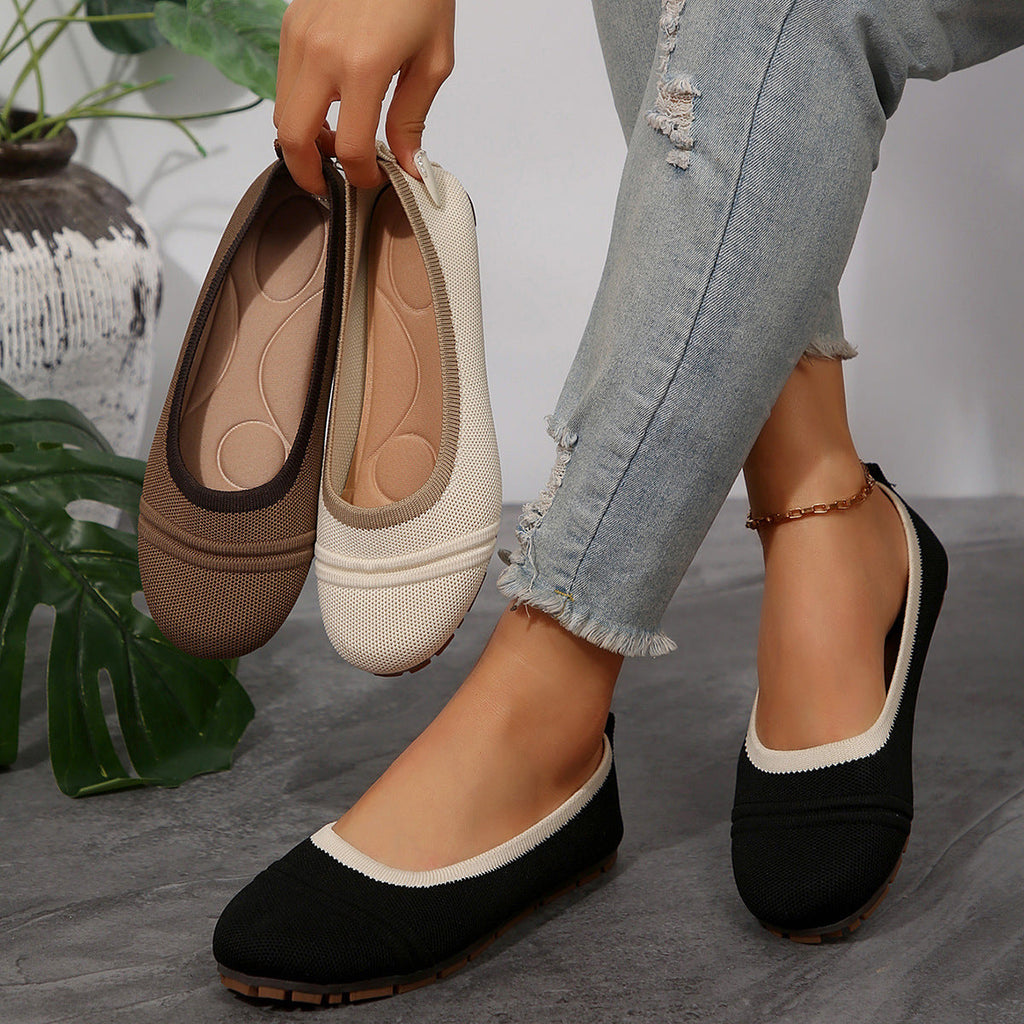 Damen Bequeme und atmungsaktive Ballerinas mit elastischem Einsatz EB