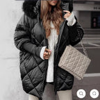 Damen gestepptes Winterparka mit abnehmbarer Kapuze EB