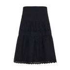 Damen eleganter gestufter Rock mit Spitzendetails EB