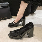 Damen elegante Mary Jane High Heels mit Blockabsatz EB