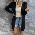 Damen Longline Cardigan mit umfassendem Knopfverschluss und elegantem Schnitt EB
