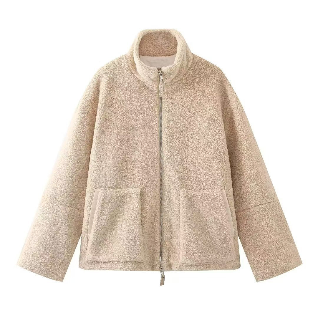 Damen Fleecejacke mit hohem Kragen und Reißverschluss EB
