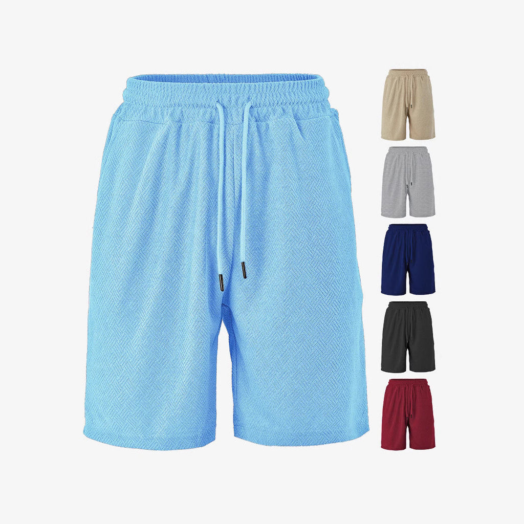 Herren Frottee-Shorts mit Fischgrätmuster