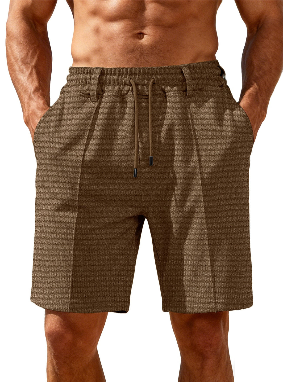 Chino-Shorts für Herren mit Bundfalten und elastischem Kordelzug