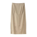 Damen eleganter Midirock mit floralen Applikationen EB