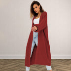 Damen Grober Strickmantel mit offenem Schnitt und tiefen Taschen EB