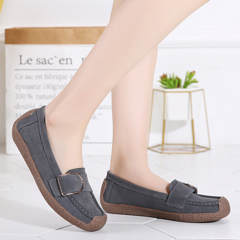 Damen Bequeme Mokassins mit eleganter Schnalle EB