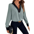 Damen Elegante Bluse mit kontrastierendem Kragen EB