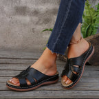 Damen bequeme Clogs mit offenem Zehenbereich und elastischen Bändern EB