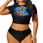 Damen sportliches Crop-Top mit Hochtaillierten Shorts EB
