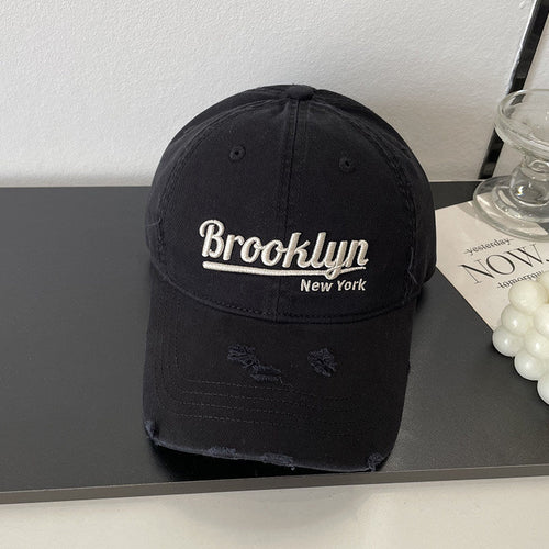 Baseballkappe aus Baumwolle im Distressed-Look mit Brooklyn-Stickerei