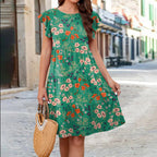 Damen Blumen-Midikleid mit Rüschendetails und femininer Silhouette EB