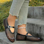 Damen Ballerinas mit modischem Netzdesign und dekorativem Riemchen EB