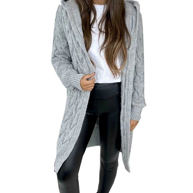 Damen Langstrickmantel aus Kabelstrick EB