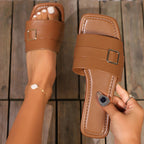 Damen Bequeme Riemensandalen mit modischem Schnallen-Detail EB