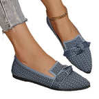 Damen Ballerinas mit modischem Schleifenmuster und bequemer Sohle EB