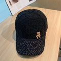 Schimmernde Damen-Baseballcap mit Plüsch