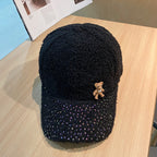 Schimmernde Damen-Baseballcap mit Plüsch