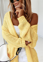Damen Grober Strickcardigan mit voluminösen Ärmeln und offener Front EB