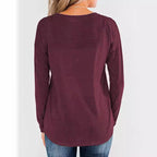 Damen modisches Langarm-Henley-Shirt mit Knopfleiste EB