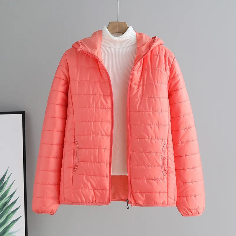 Damen gesteppte Übergangsjacke mit Kapuze und modernem Schnitt EB